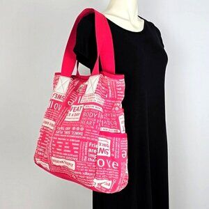 Lululemon Rare Manifesto Canvas Shoulder Bag Pink White Print + Washable Pouch
